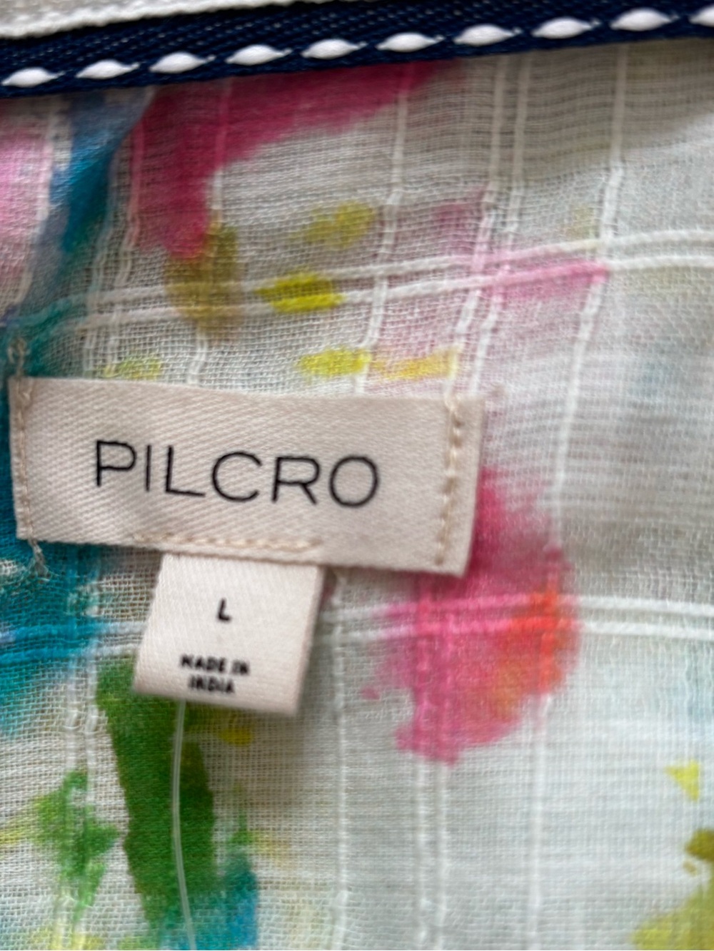 Pilcro/Anthropologie 100% Cotton Summer Buttondown Shirt in Ivory Pattern L. NWT - Picture 9 of 13